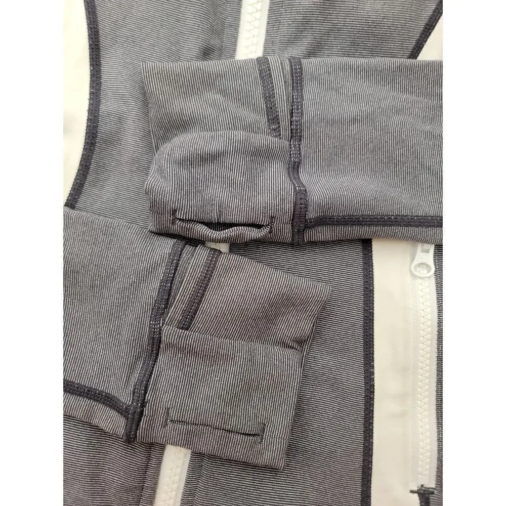 Lululemon Define Jacket Womens 6 Zip Up Thumbholes Mini Stripes Gray Herringbone